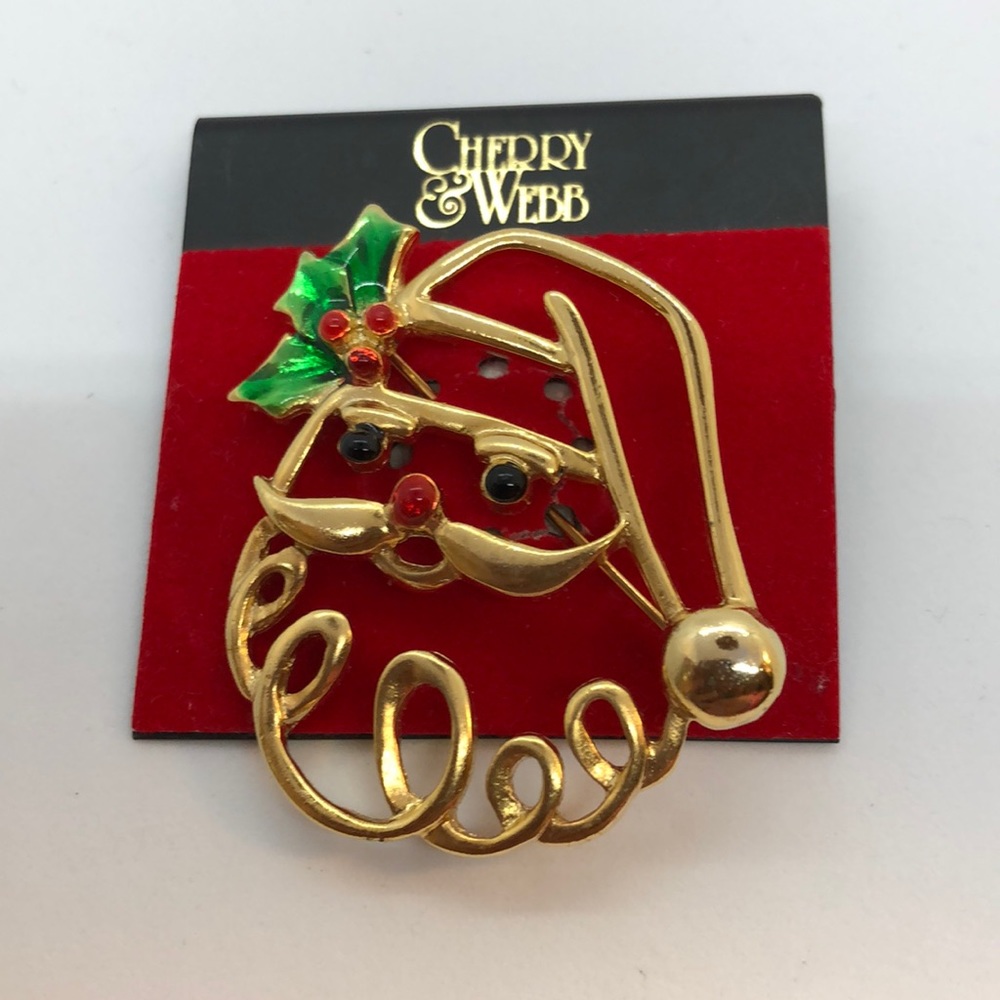 Cherry&Webb cut out Santa Claus head brooch #christmaswreath